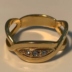 Elegant Gold Tone Ring with Crystal Accents